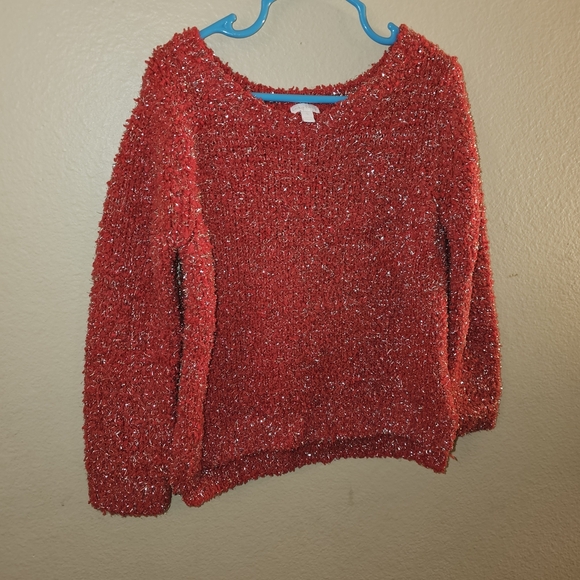 Cozy Red Textured Knit Sweater - Picture 2 of 6